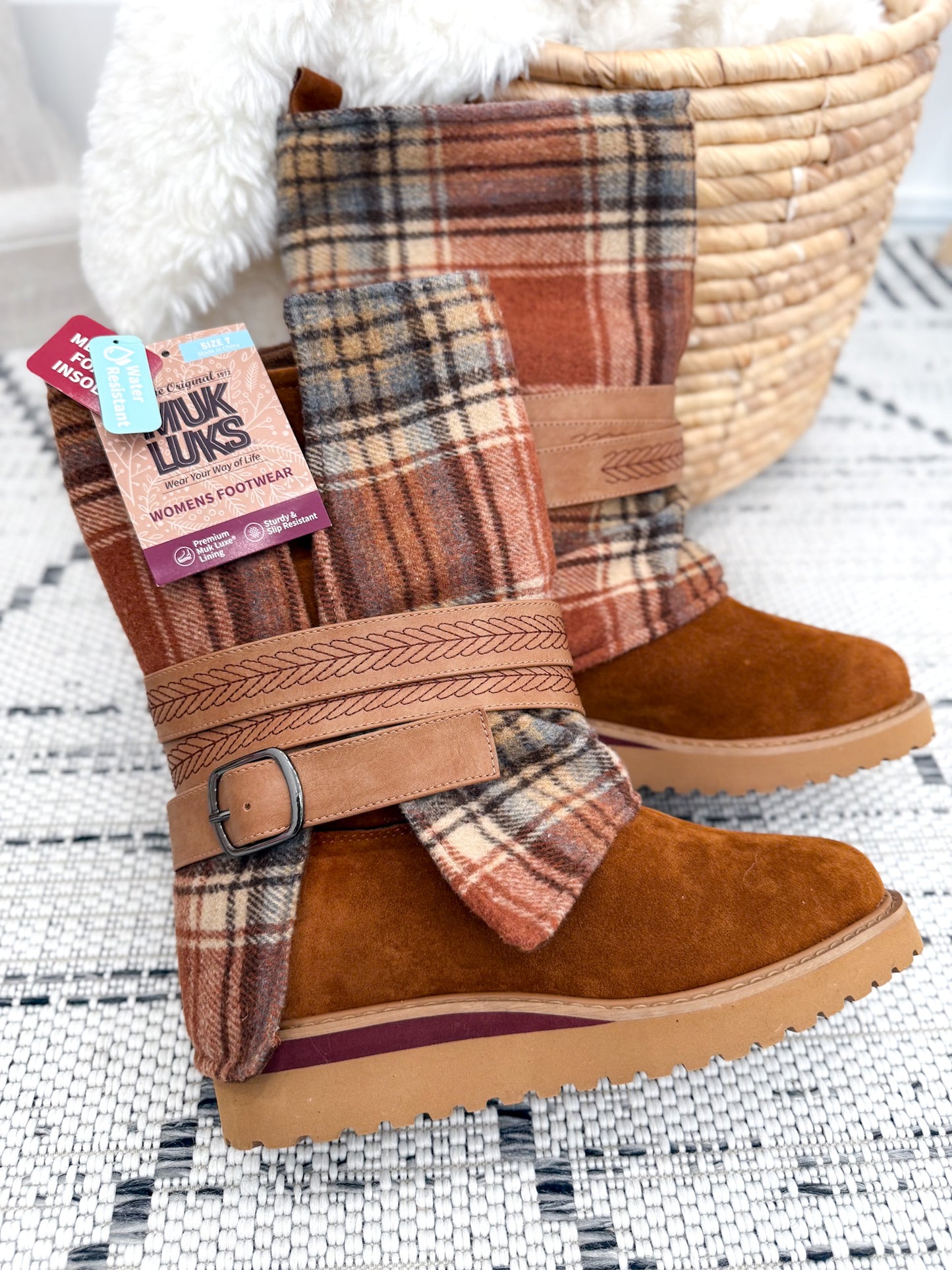 Muk Luks Slope Nikki Boot 3 in 1 - Saffron Plaid