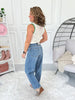 Full Steam Ahead - Judy Blue Yoke Detail Barrel Leg Jean
