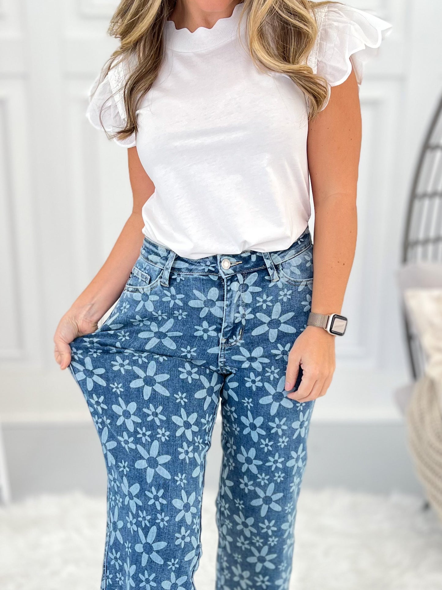 Bloom And Blues - Judy Blue Wide Leg Cropped Jeans