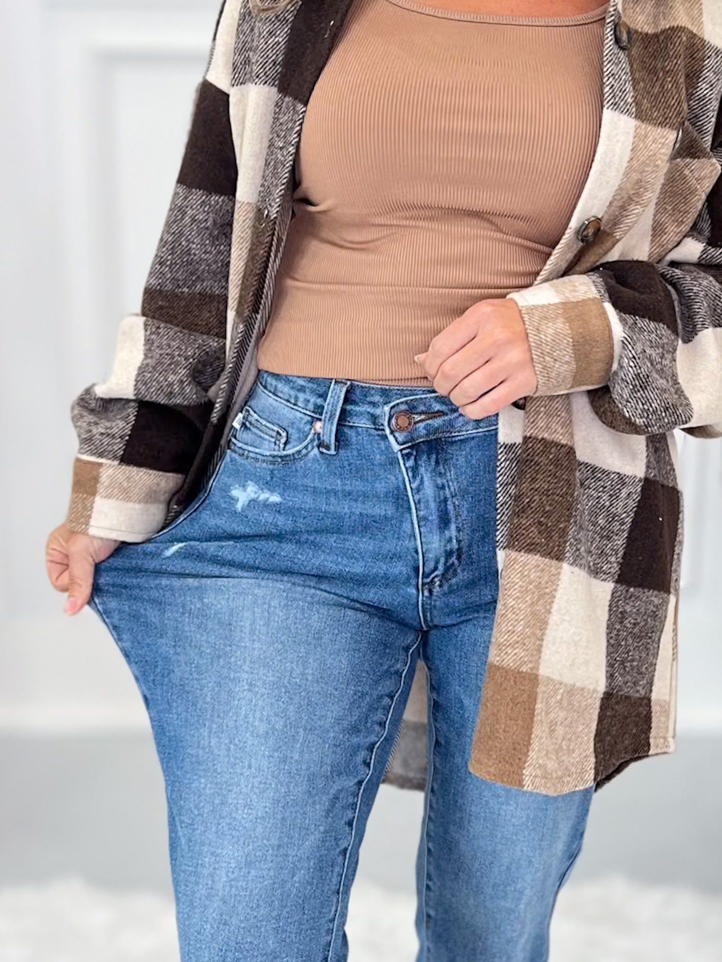 Crash Course - Judy Blue Criss Cross Waist Cuffed Boyfriend Jean