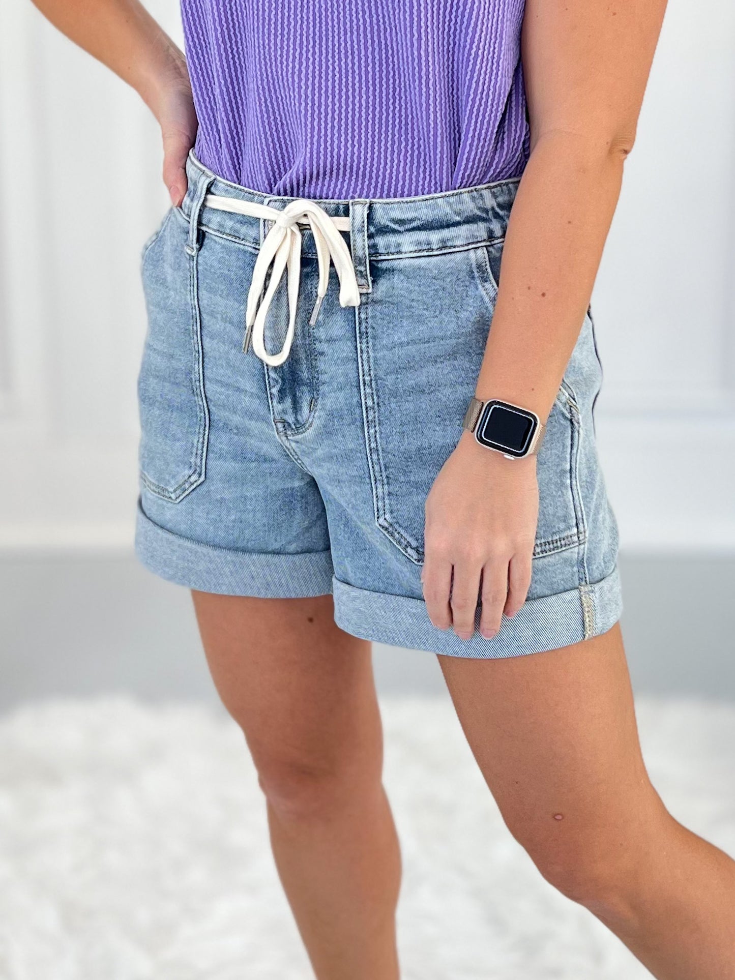 Slam Dunk - Judy Blue Cuffed Jogger Shorts - Final Sale