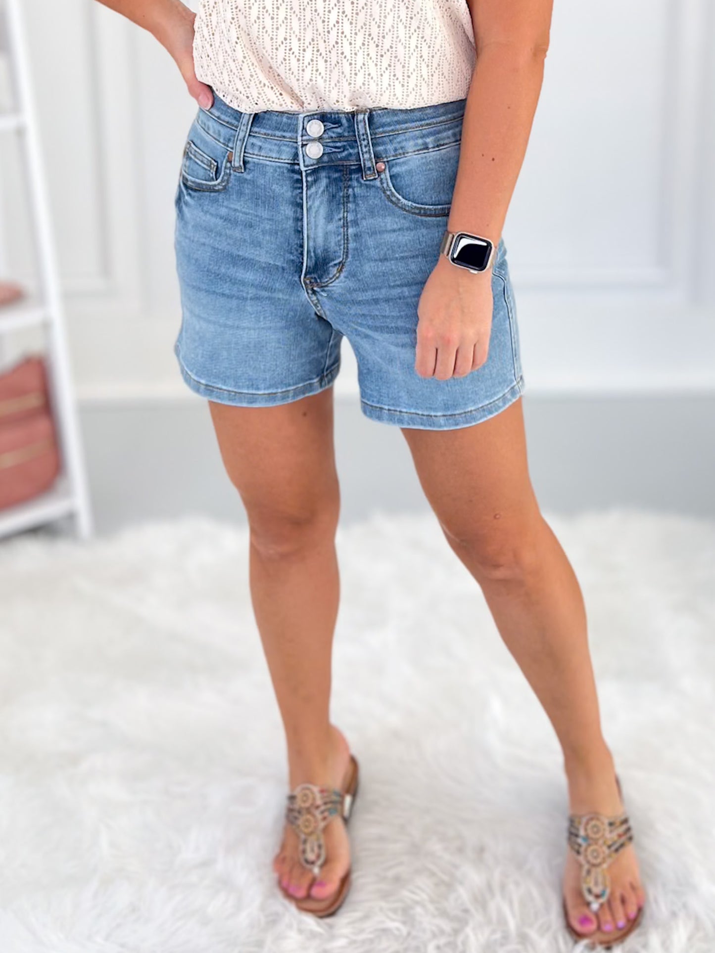 Cool Breeze - Judy Blue Tummy Control Cool Denim Shorts - Final Sale