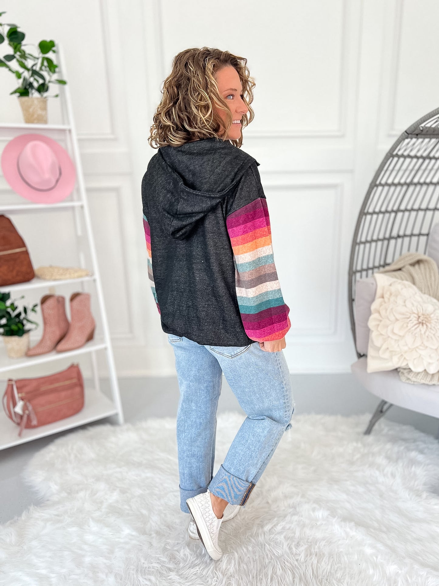 Sunset Sleeves Hoodie - Black