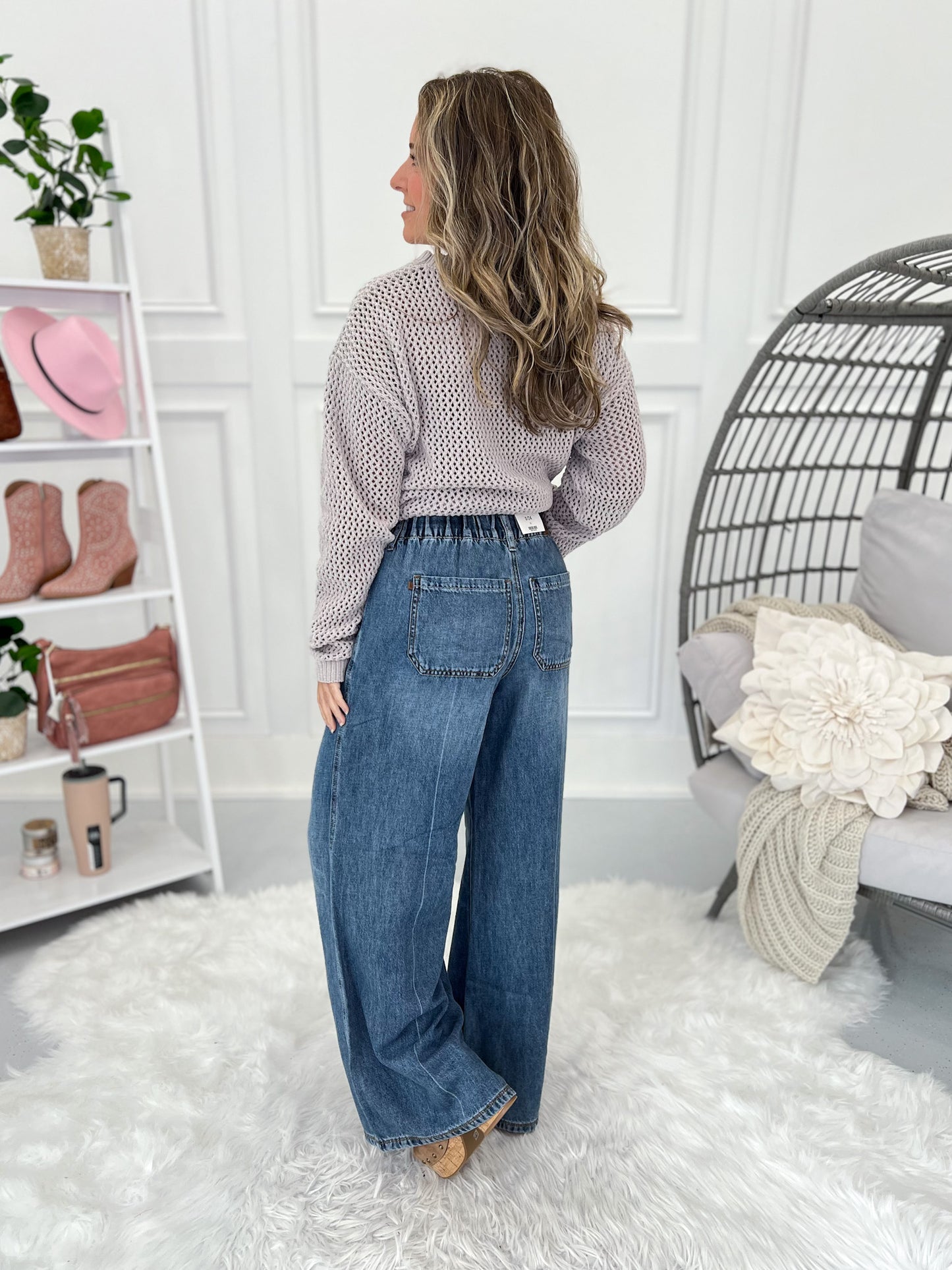 Go With The Flow - Judy Blue Palazzo Featherweight Rigid Elastic Waistband Jean