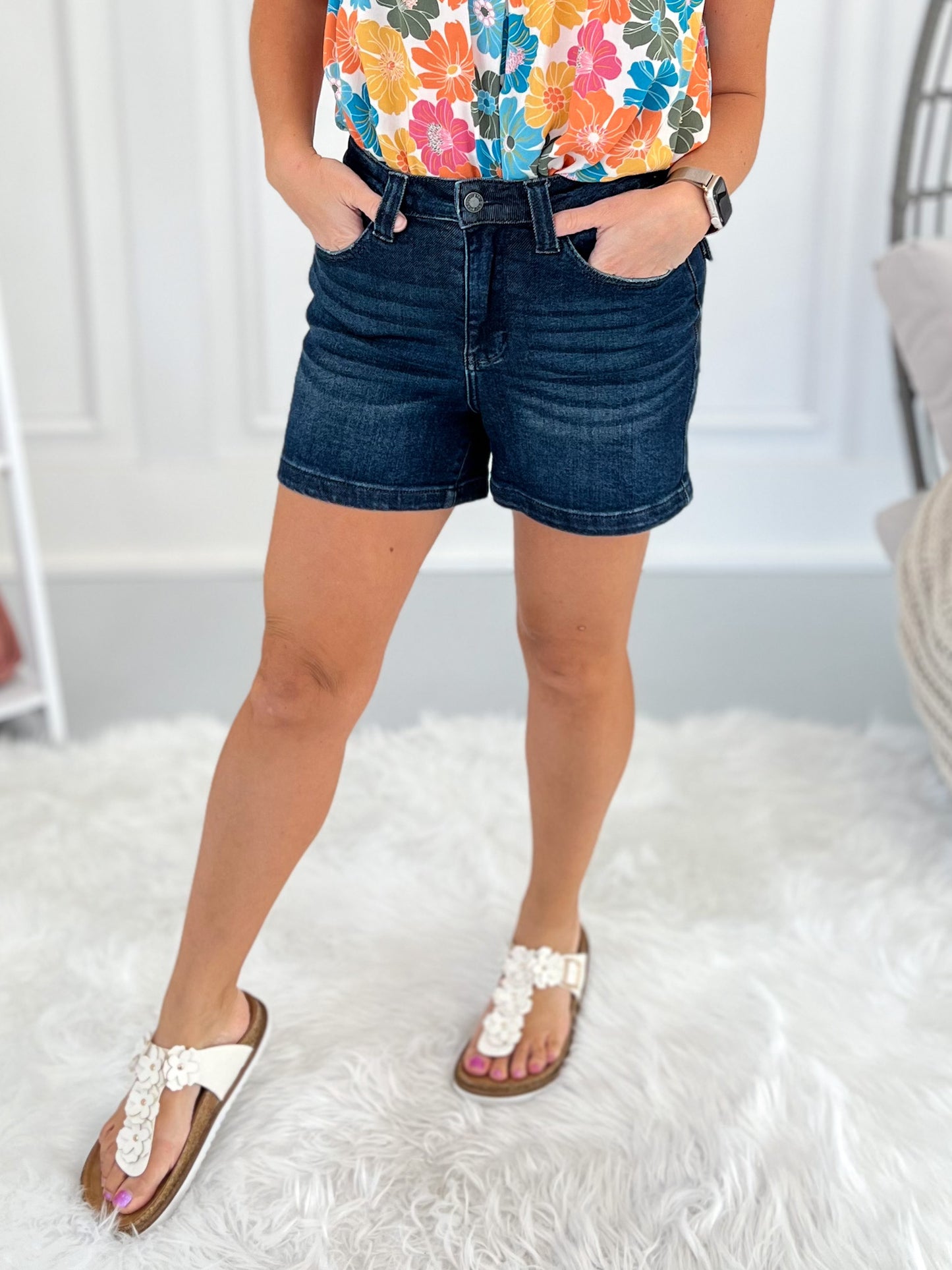 Barefoot Blues - Judy Blue Back Flap Pocket Shorts