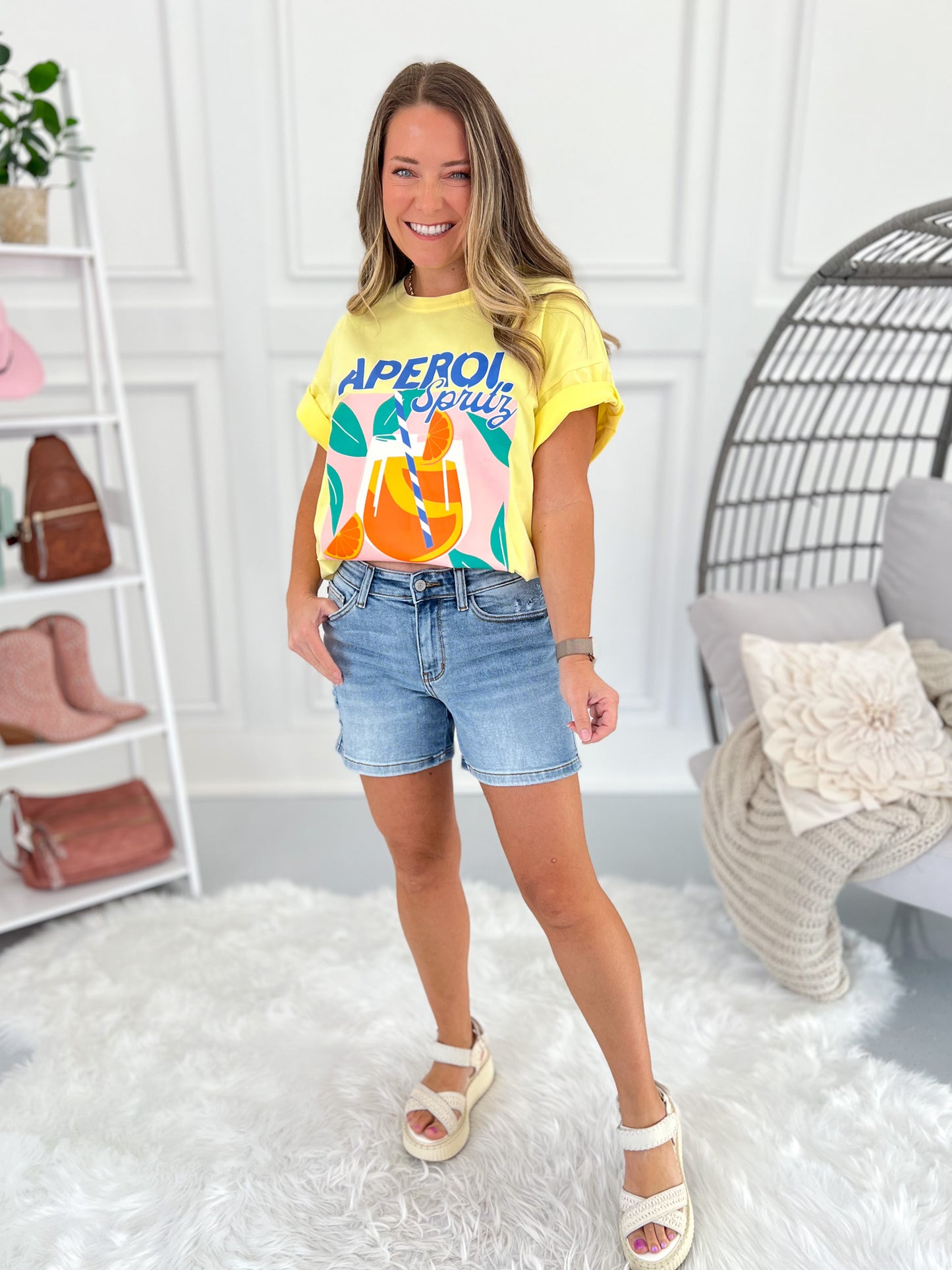 Easy Breezy - Judy Blue Vintage Wash Dad Shorts