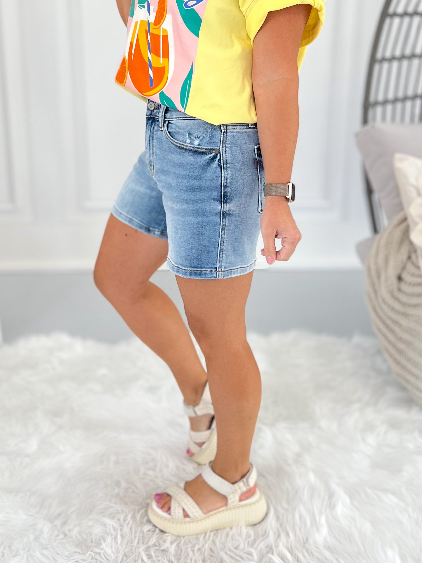 Easy Breezy - Judy Blue Vintage Wash Dad Shorts