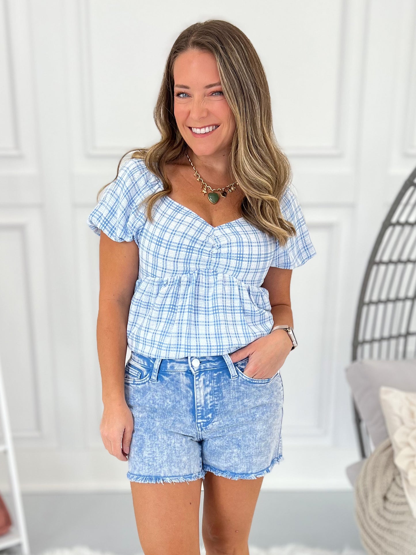 Seeking The Beach - Judy Blue Fringe Hem Cyan Dyed Shorts