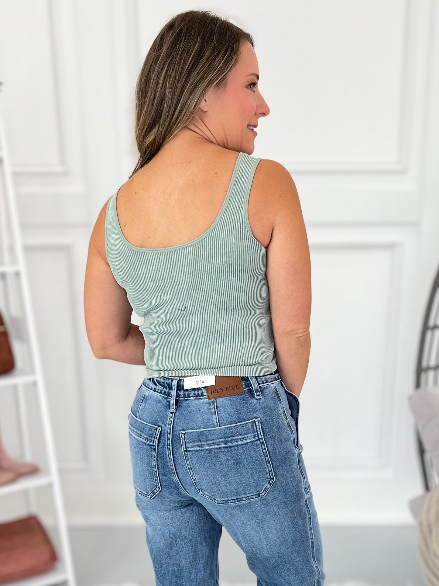 Seamless Reversible Stonewashed Ribbed Tank