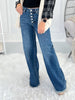 Fly By - Judy Blue Button Fly Column Straight Leg Jean