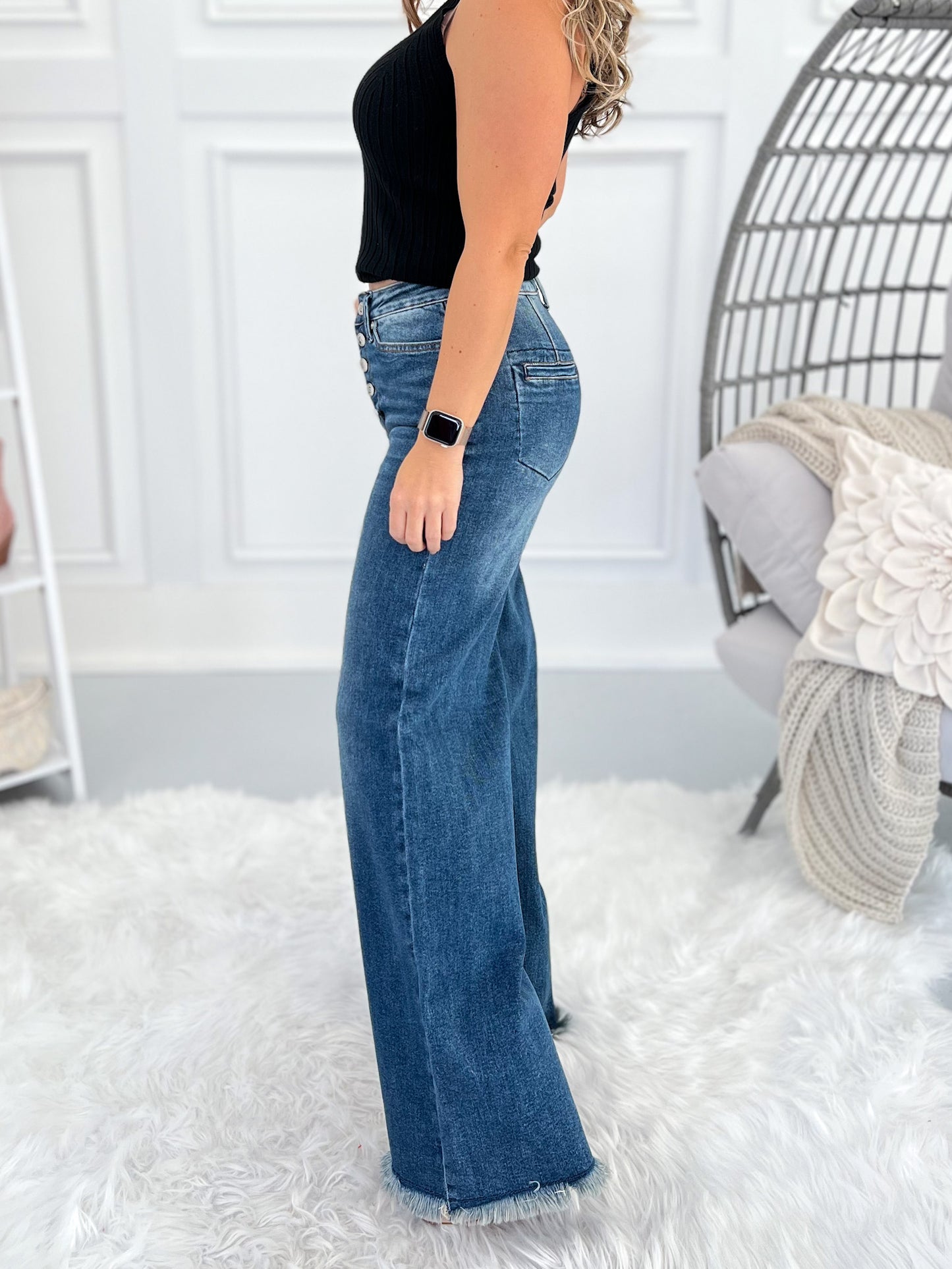 Fly By - Judy Blue Button Fly Column Straight Leg Jean