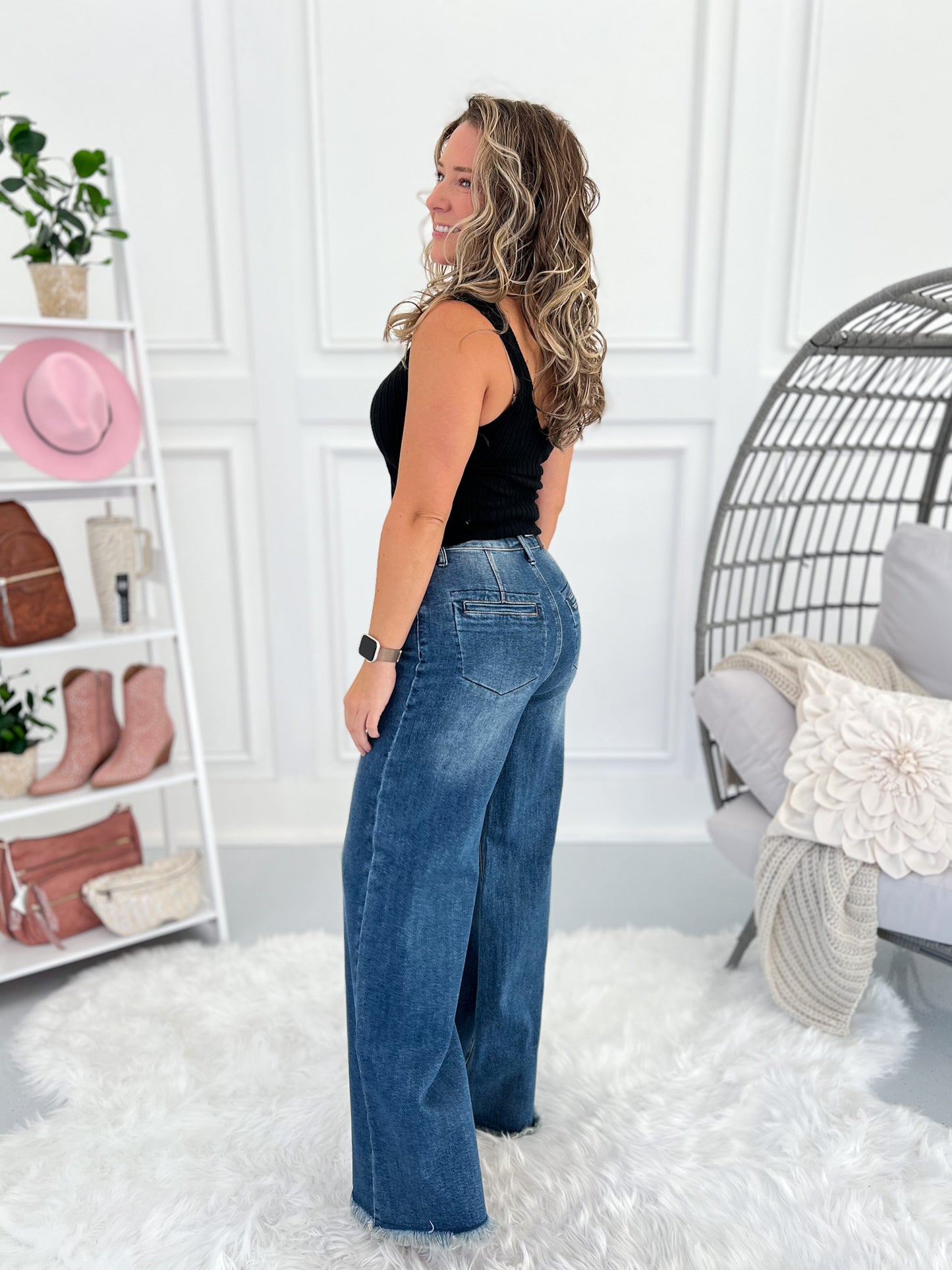 Fly By - Judy Blue Button Fly Column Straight Leg Jean