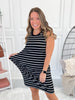 Mariah Ribbed Dress - Black Stripes - Final Sale
