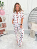 Matching Button Down Pajama Set - Holiday Bow Stripe