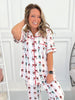 Matching Button Down Pajama Set - Holiday Bow Stripe