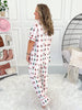 Matching Button Down Pajama Set - Holiday Bow Stripe