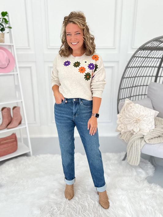 Soft Launch - Judy Blue Knit Indigo Boyfriend Jean