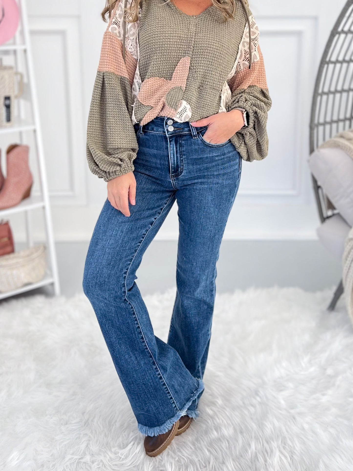 Polished Edge - Judy Blue Fray Hem Bootcut Jean