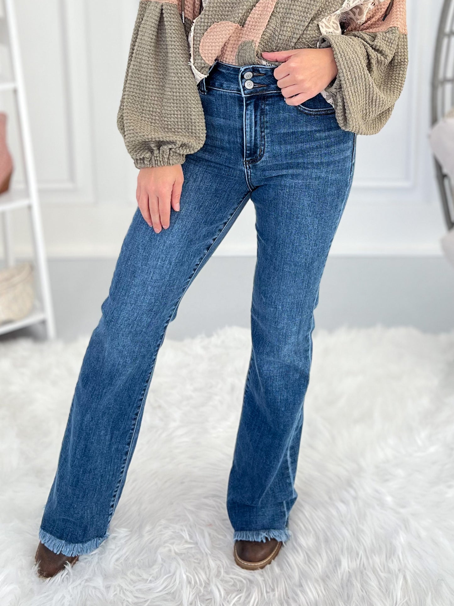 Polished Edge - Judy Blue Fray Hem Bootcut Jean