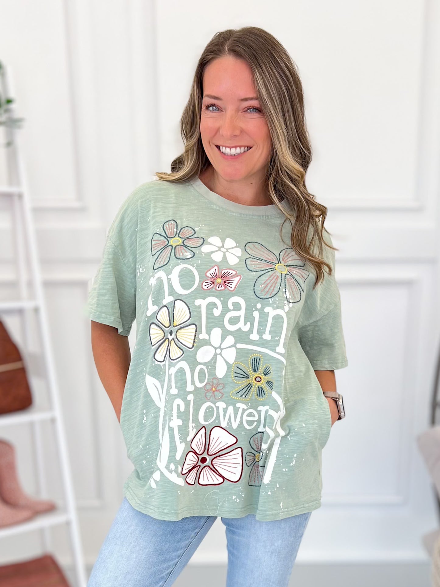 No Rain No Flowers Embroidery Top