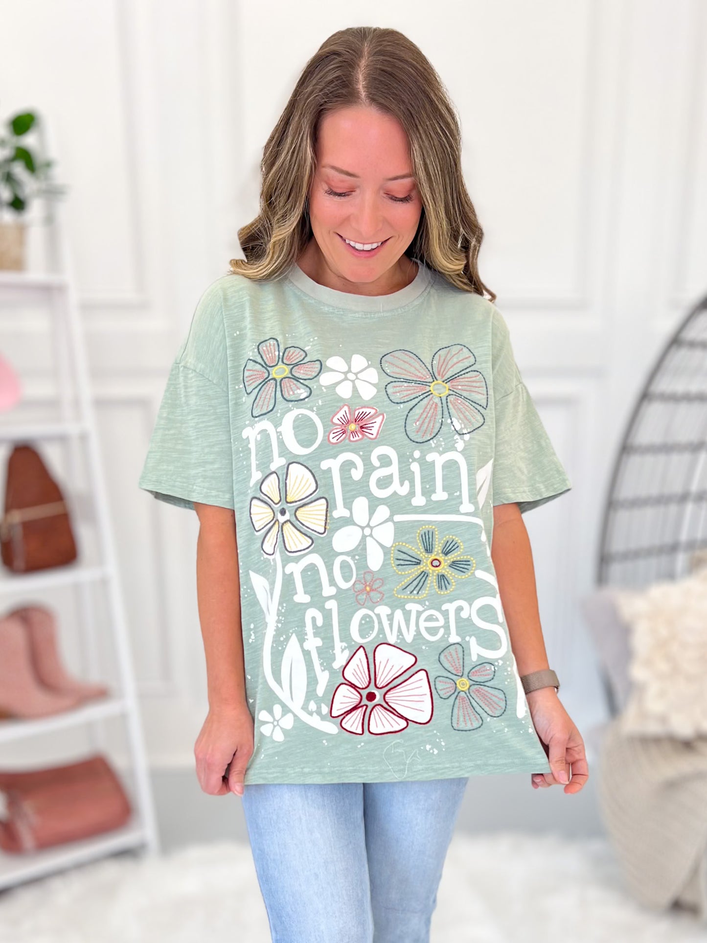 No Rain No Flowers Embroidery Top