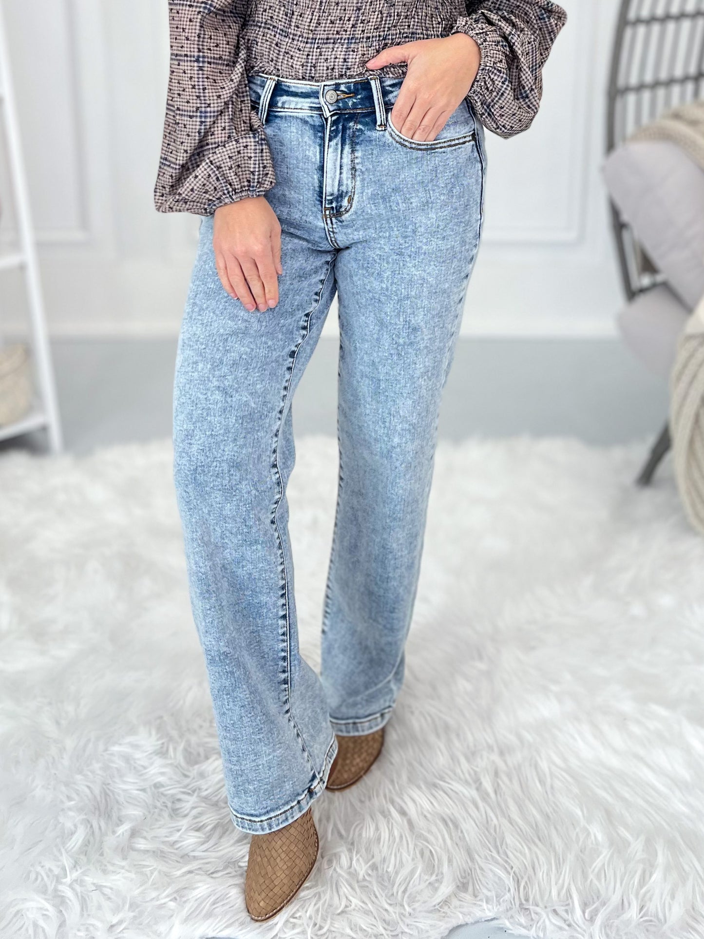 Set In Stone - Judy Blue Stone Wash Straight Leg Jeans