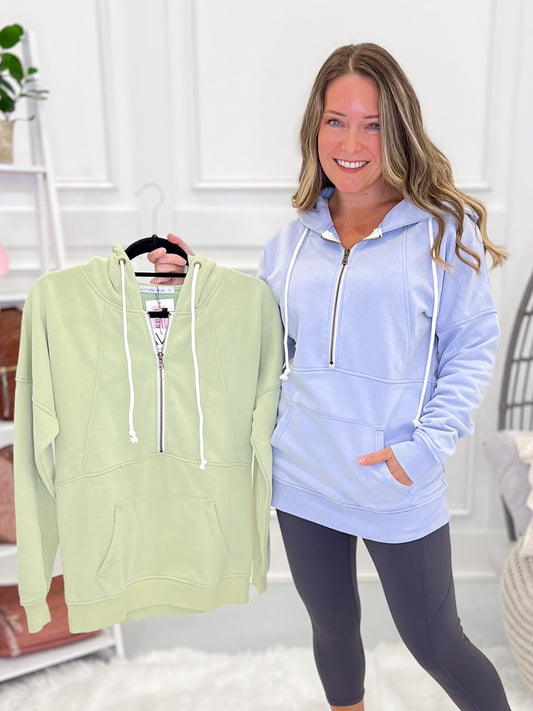 Vintage Wash Half-zip Hoodie