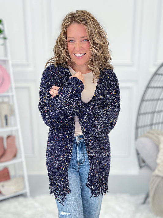 Filled With Fun Knit Cardigan - Navy