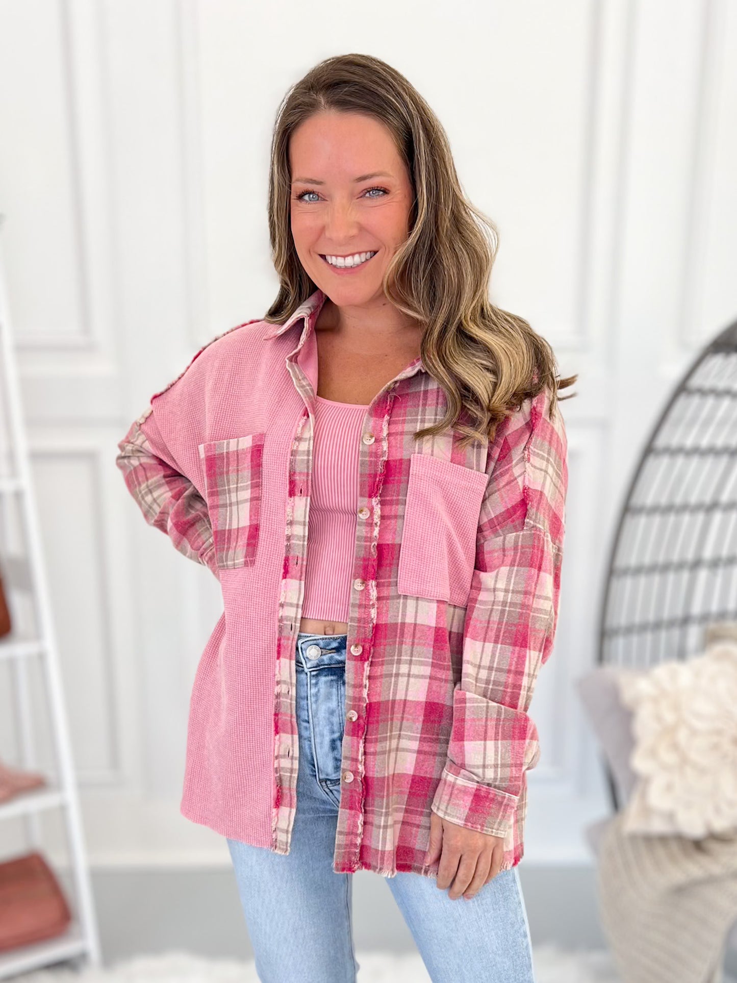 Plaid To Be Here Button Up