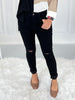 Judy Blue - Heavy Destroyed Raw Hem Black Skinny Jeans - Final Sale