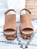 Corky's Freddie Floral Wedge - Taupe Faux Suede