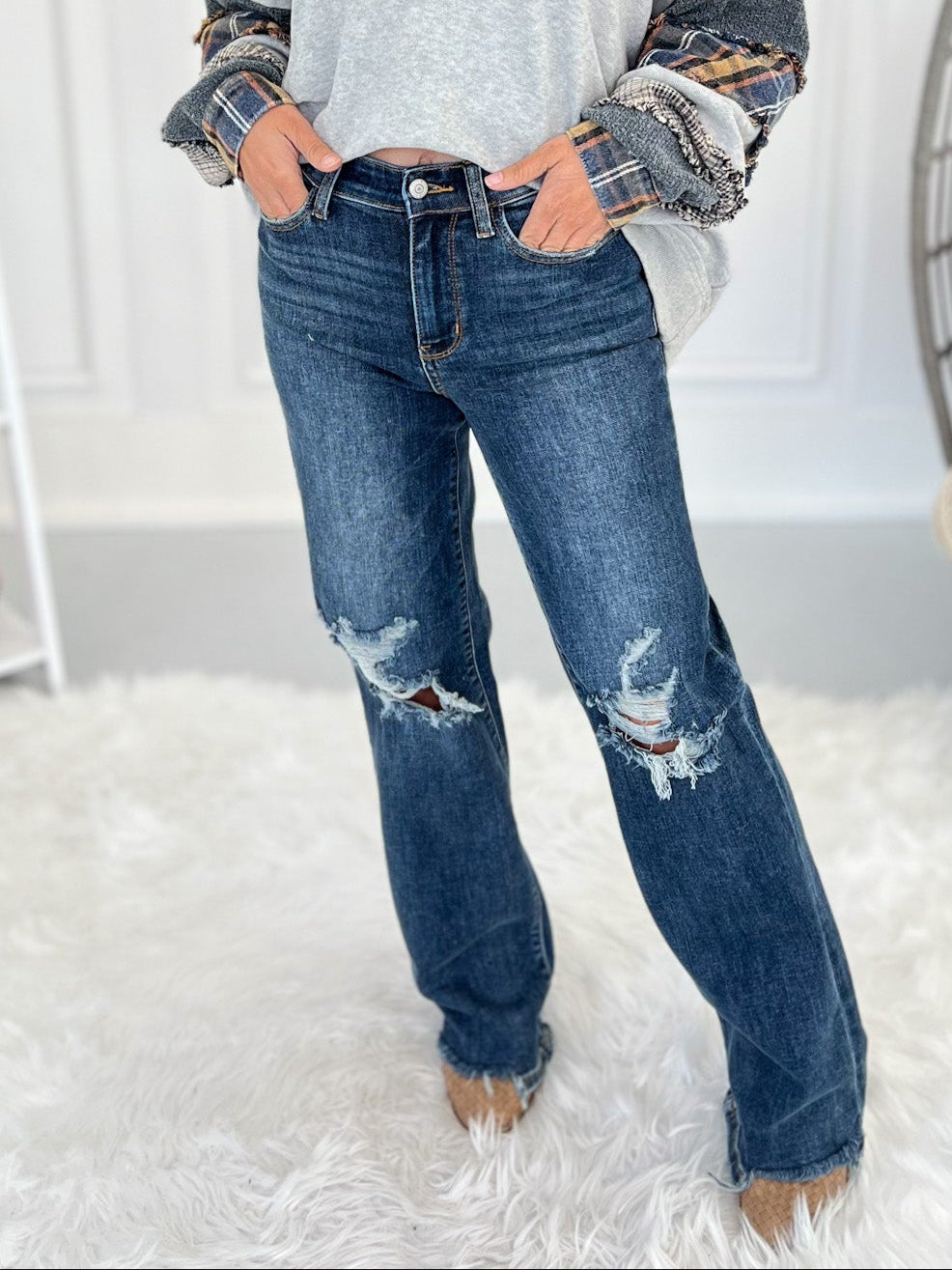 Getting Jiggy 2.0 - Judy Blue 90's Distressed Straight Jeans