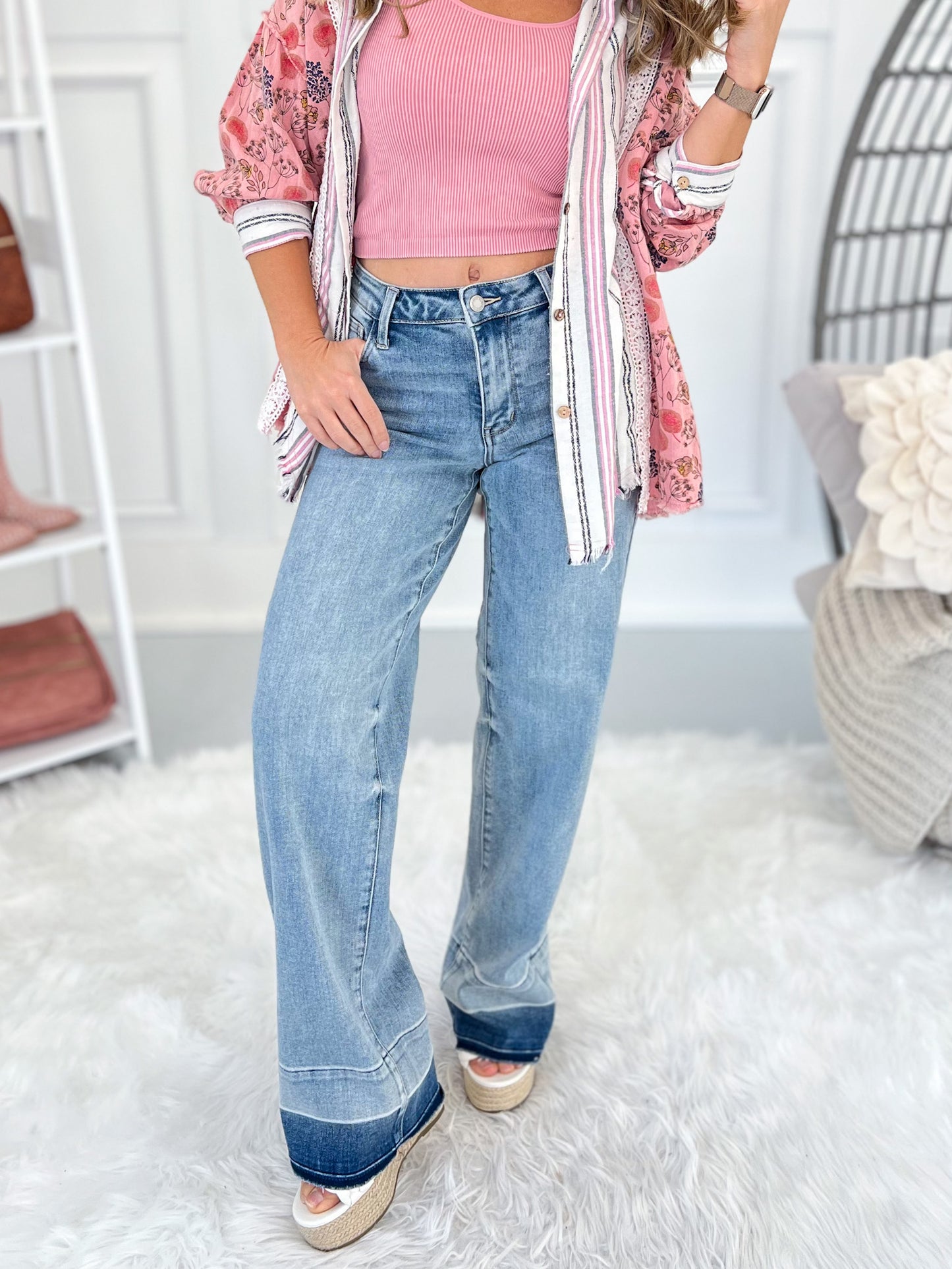 Crazy In Love - Judy Blue Release Hem Wide Leg Jean - Final Sale