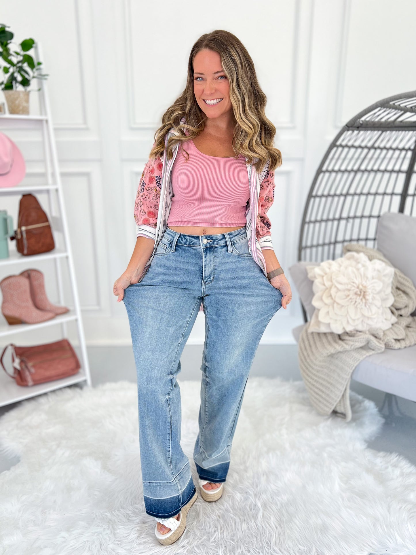 Crazy In Love - Judy Blue Release Hem Wide Leg Jean - Final Sale