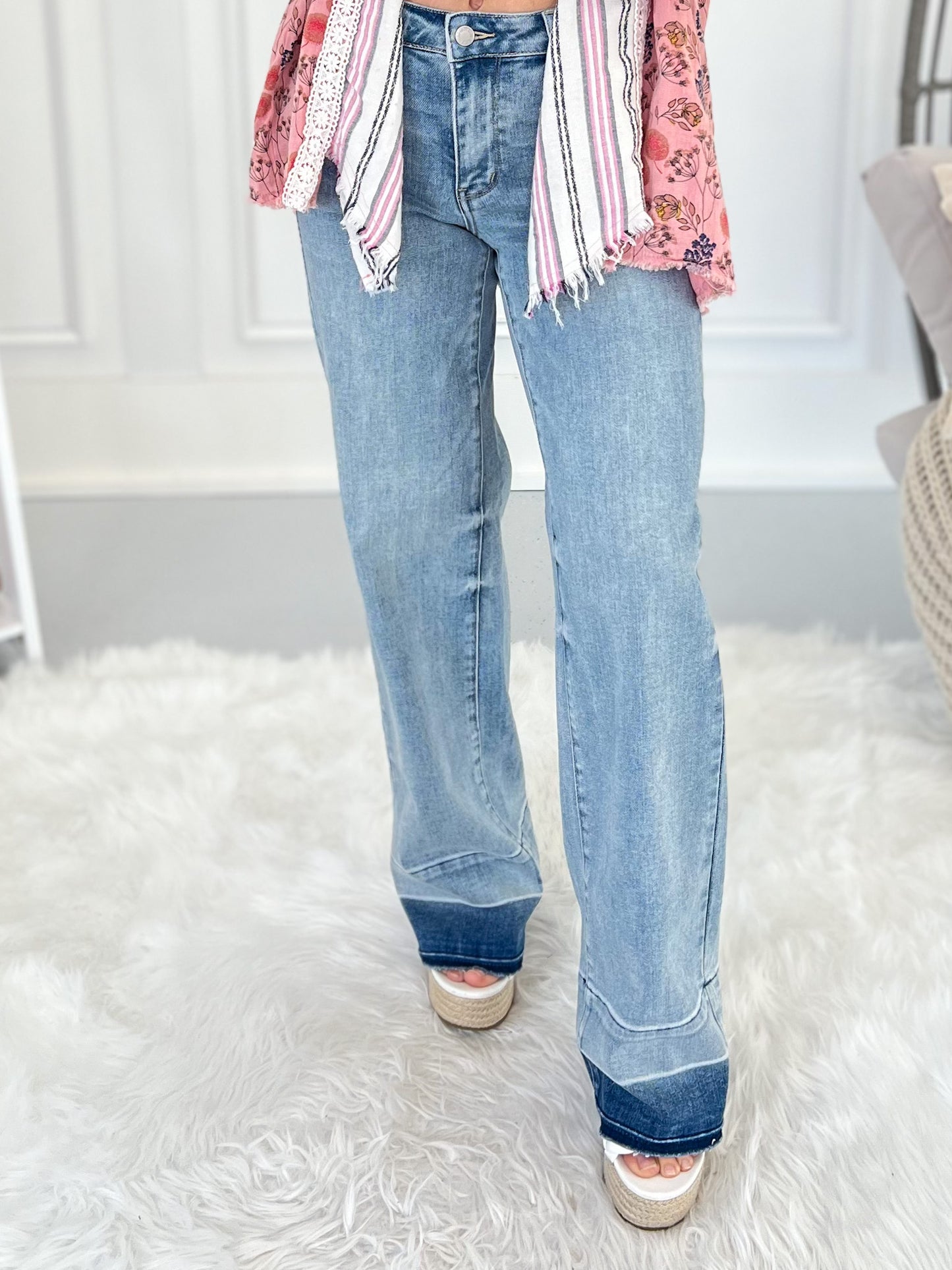 Crazy In Love - Judy Blue Release Hem Wide Leg Jean - Final Sale