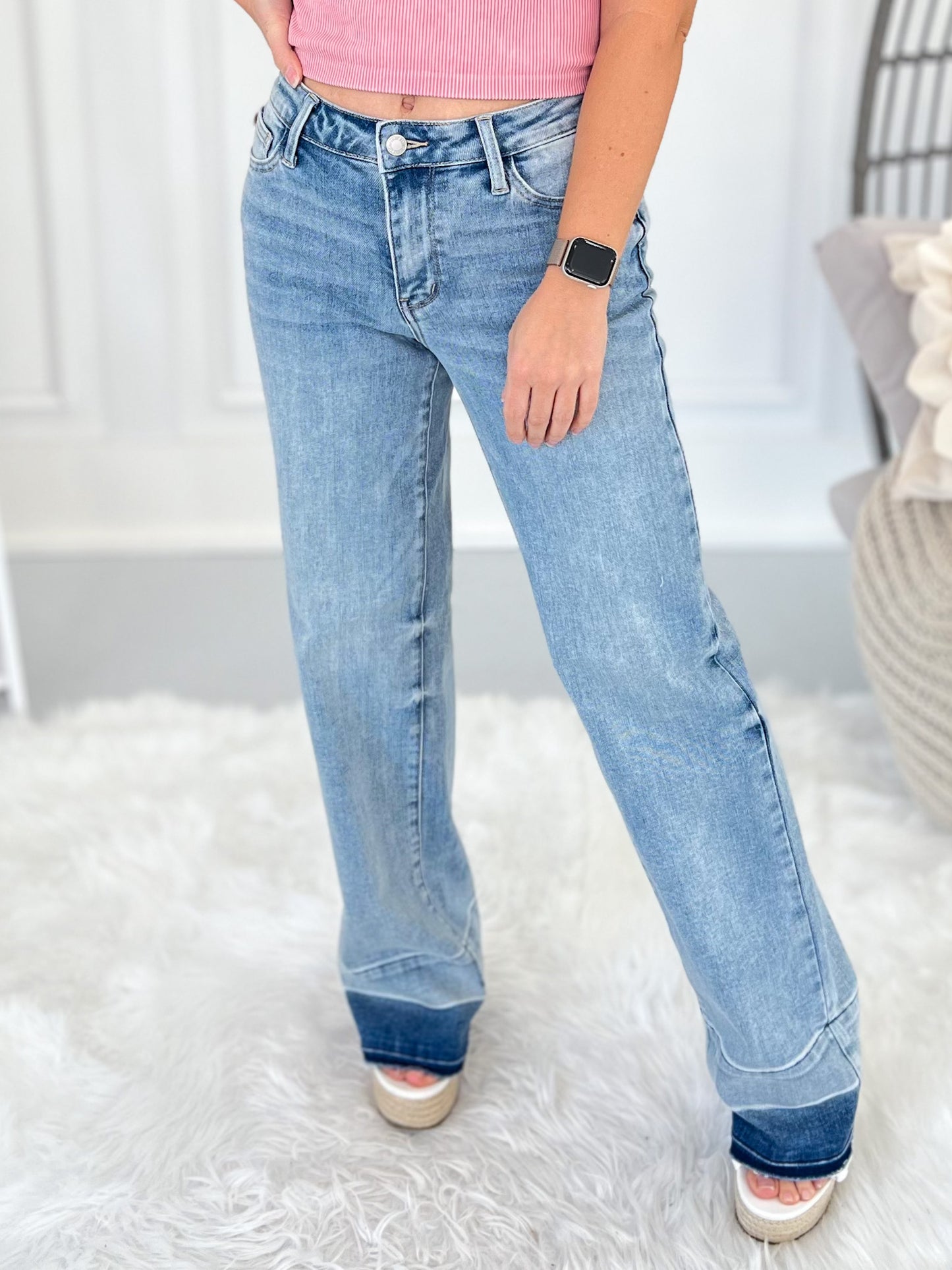 Crazy In Love - Judy Blue Release Hem Wide Leg Jean - Final Sale