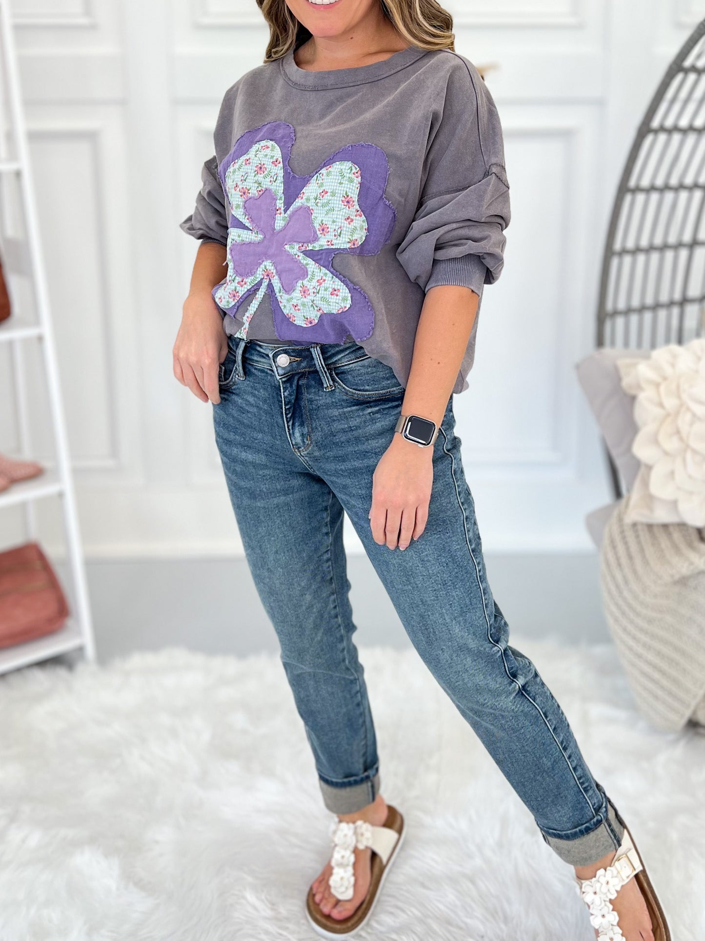 Retro Soul - Judy Blue Side Panel Cuffed Boyfriend Jean