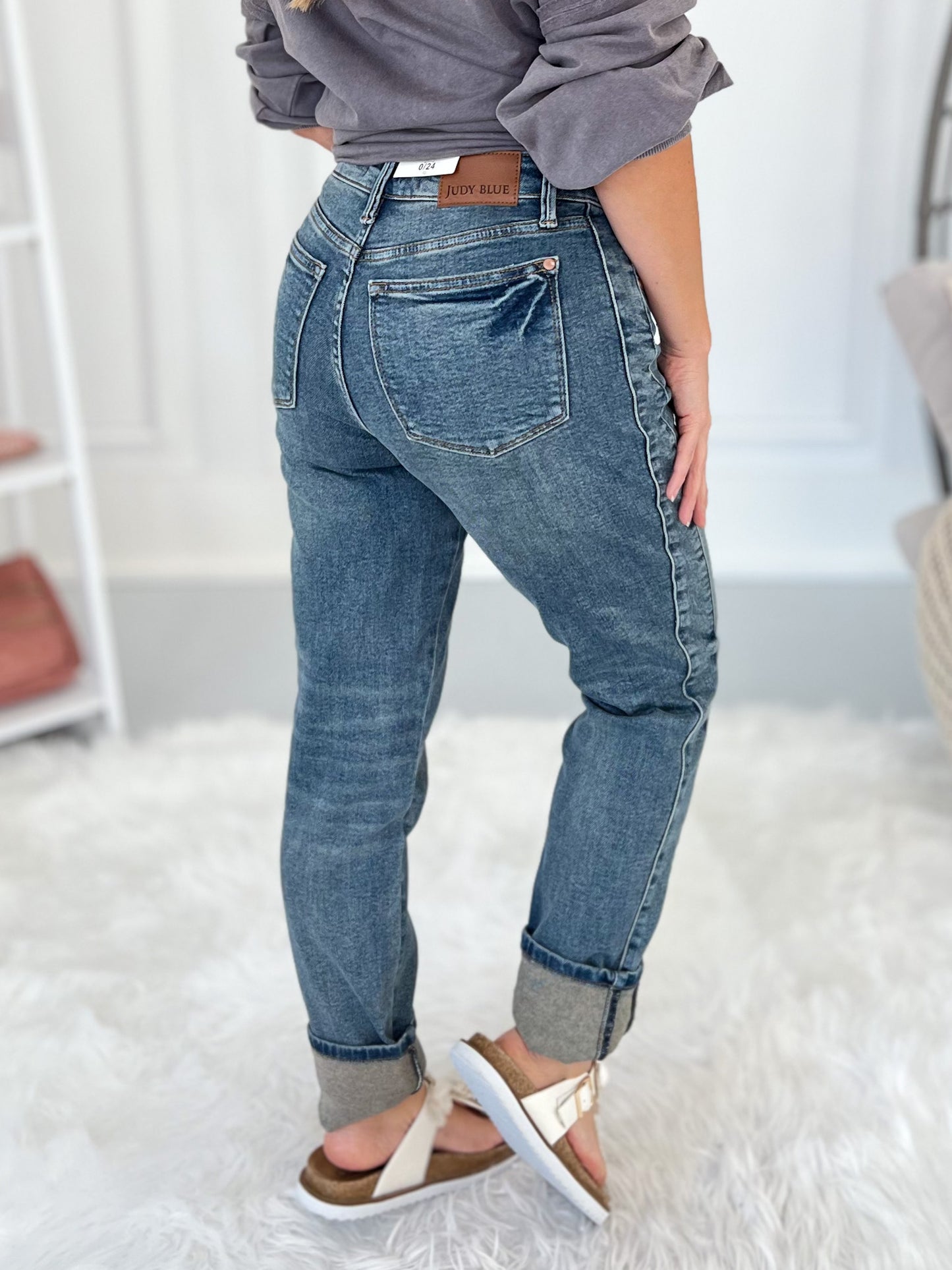 Retro Soul - Judy Blue Side Panel Cuffed Boyfriend Jean