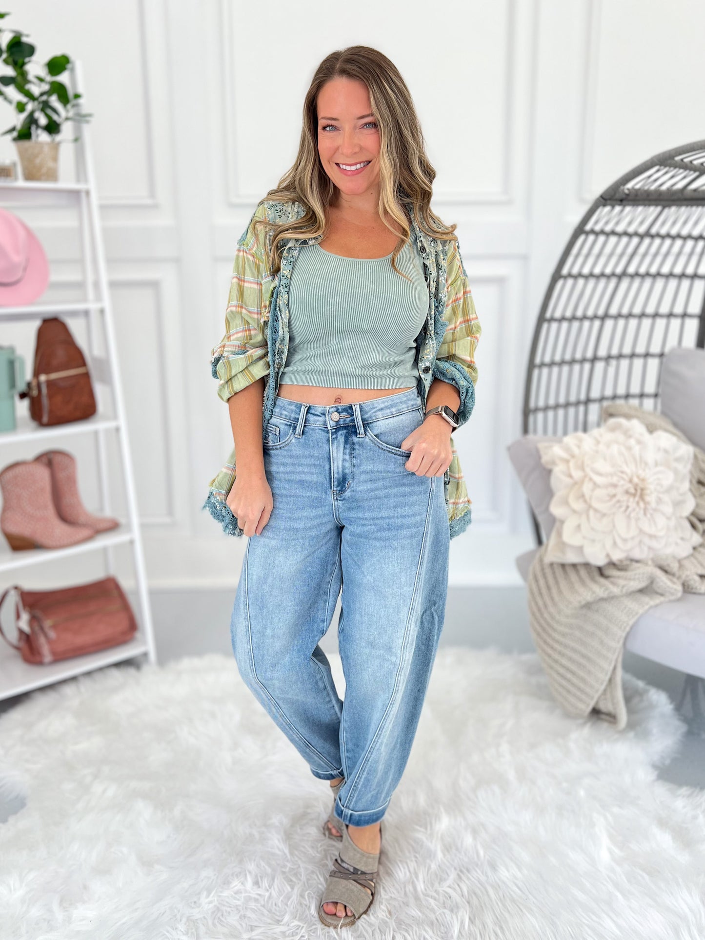 Setting The Trend - Judy Blue Side Panel Barrel Leg Jeans