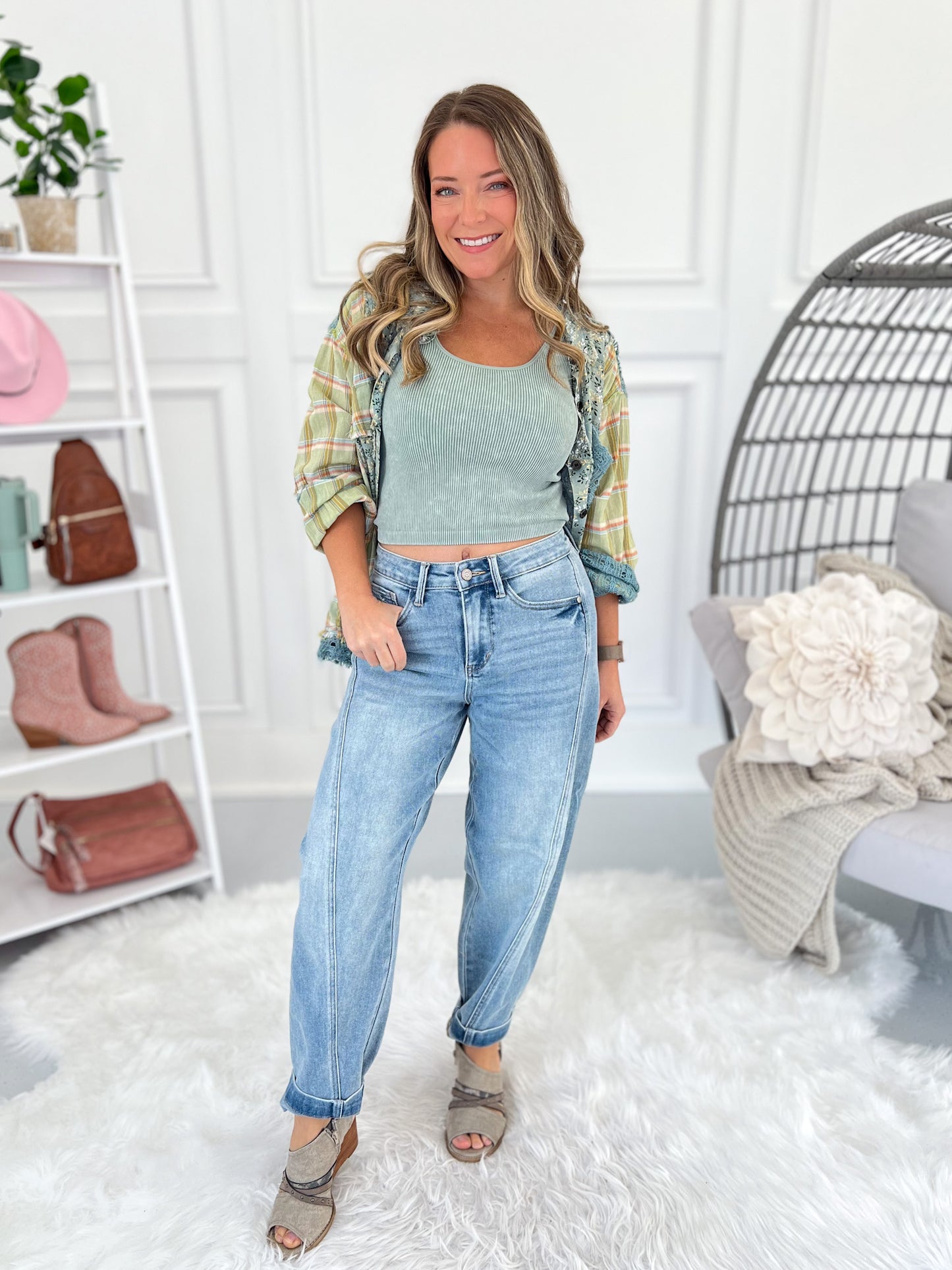 Setting The Trend - Judy Blue Side Panel Barrel Leg Jeans