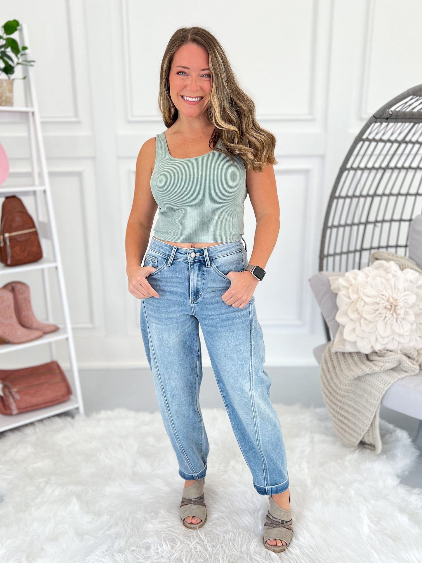 Setting The Trend - Judy Blue Side Panel Barrel Leg Jeans