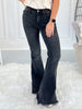 In The Shadow - Judy Blue Fray Tulip Hem Flare Jean