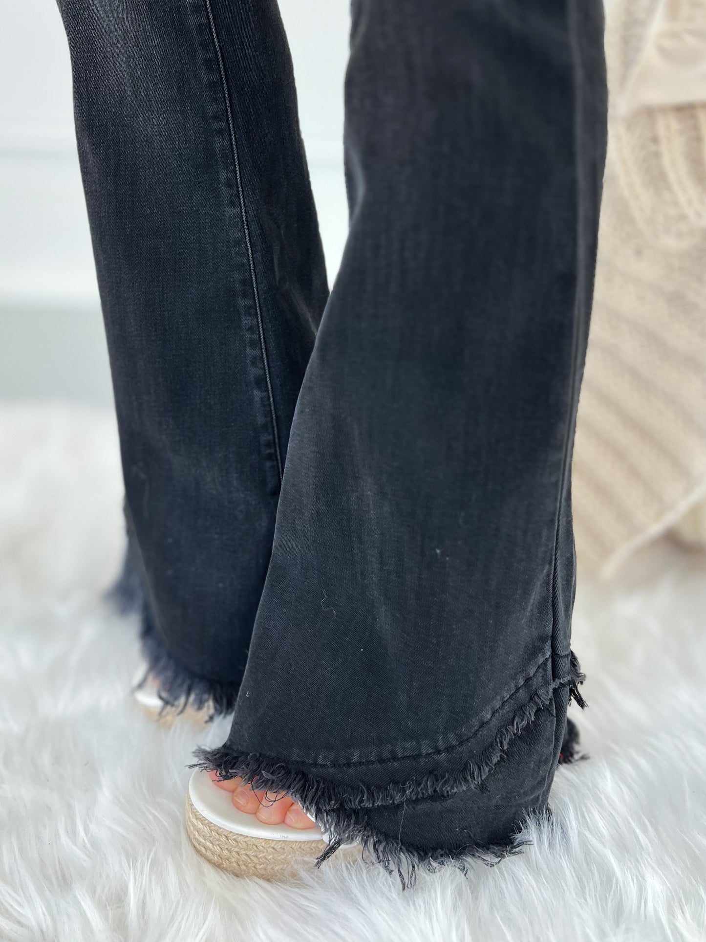 In The Shadow - Judy Blue Fray Tulip Hem Flare Jean
