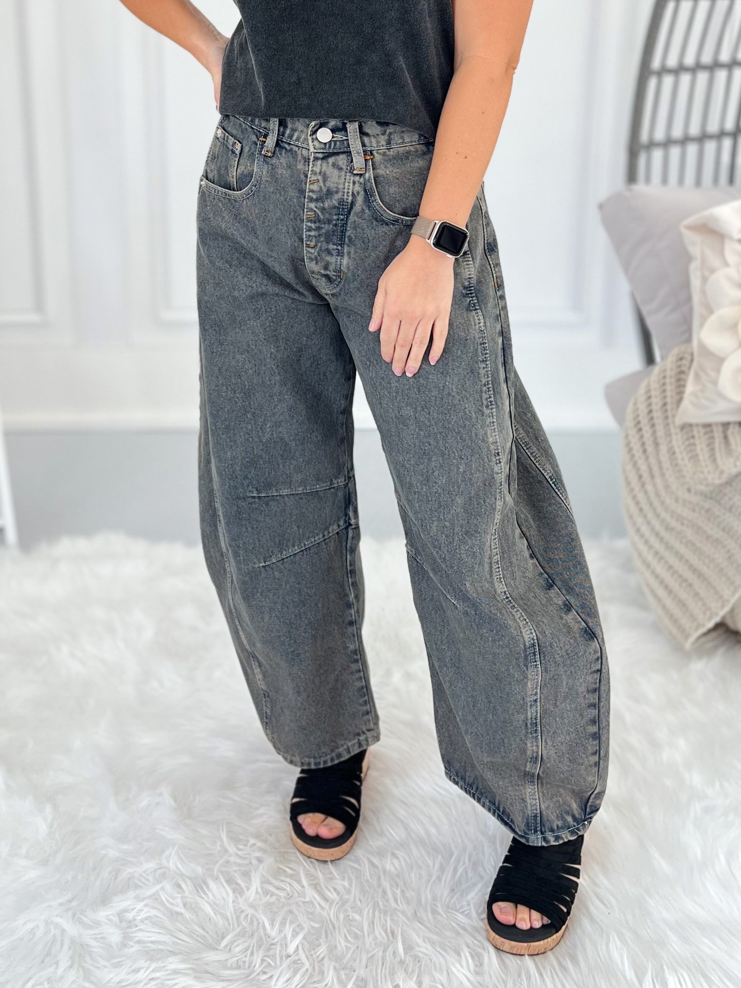 Keep Me In Mind Denim Barrel Leg Jeans