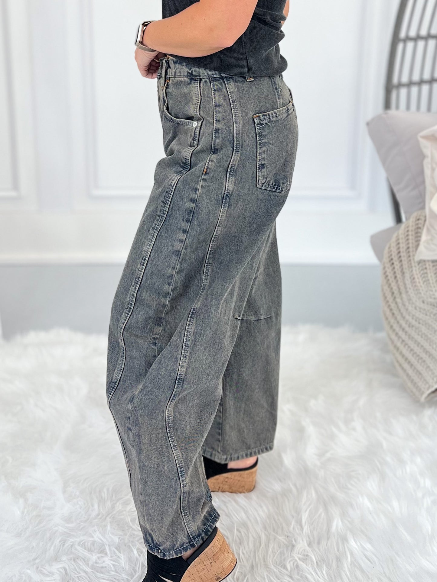 Keep Me In Mind Denim Barrel Leg Jeans