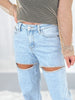 Shine On Me - Judy Blue Rigid Magic Rhinestone Slit Detail Straight Jeans