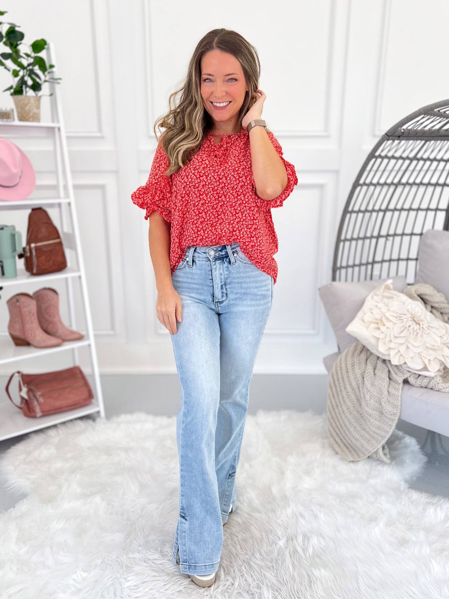 Kickin' It - Judy Blue Tummy Control Side Slit Slim Bootcut Jeans