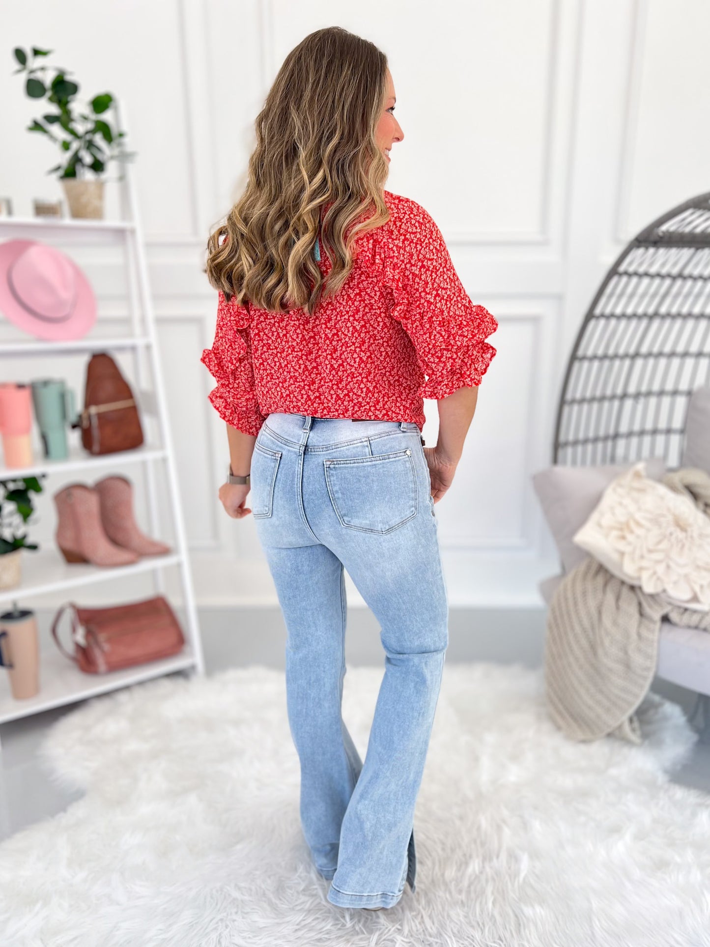 Kickin' It - Judy Blue Tummy Control Side Slit Slim Bootcut Jeans