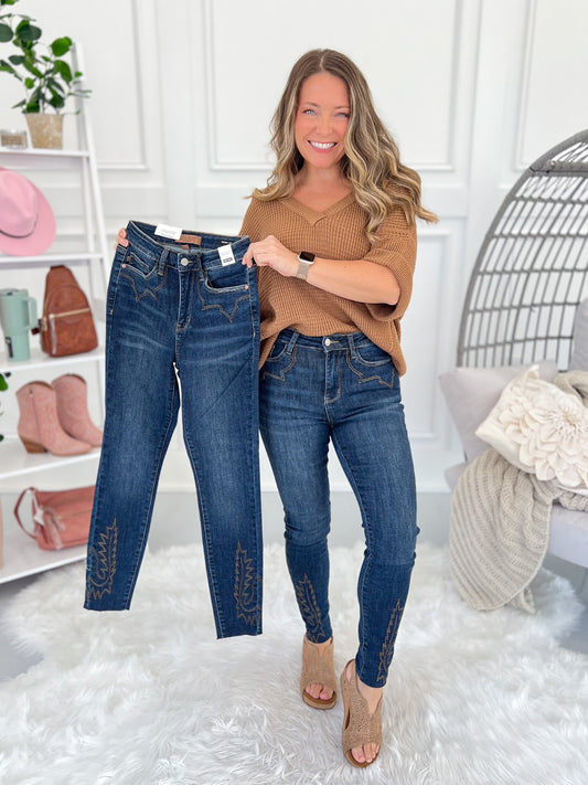 The Western Way - Judy Blue Embroidered Skinny Jean