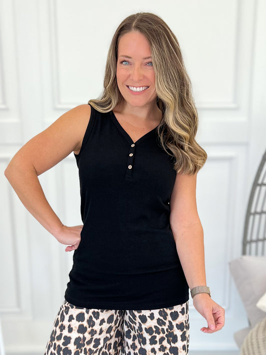 Addison Henley Tank - Black - Final Sale